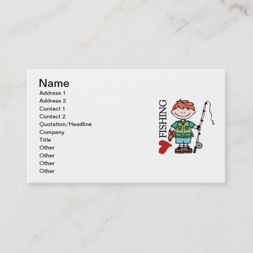 Red Hair Boy I Love Fishing Business Card