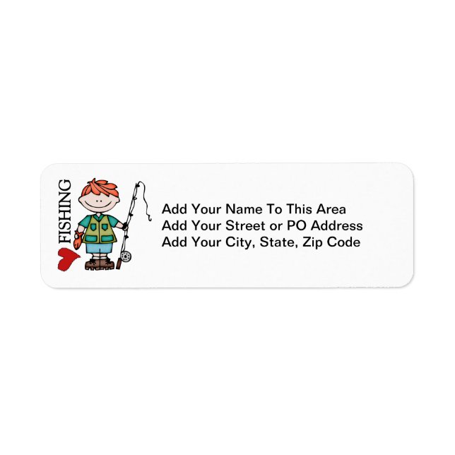 Red Hair Boy I Love Fishing Label (Front)