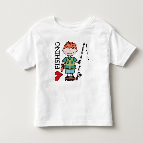 Red Hair Boy I Love Fishing Toddler T_shirt