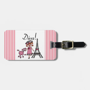 Red Hair Diva Luggage Tag