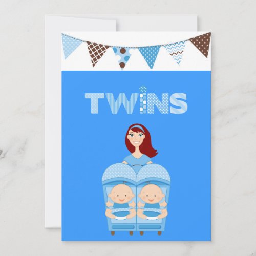 Red Hair  Double the Trouble Twin Boys Invitation