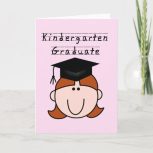 Red Hair GIrl Kindergarten Graduate Tshirts Card