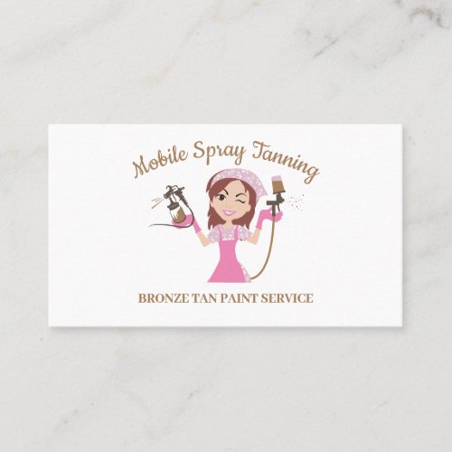 Red Hair Girl Mobile Tan Spray Paint Business Card