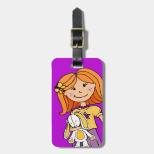 Red hair girl with bunny kids named luggage tag