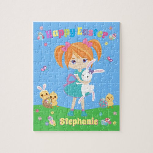 Red Hair Happy Easter Girl Jigsaw Puzzle
