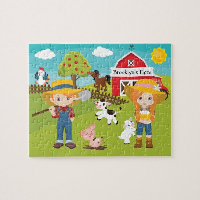 Red Hair Kid's Farm Jigsaw Puzzle (Horizontal)