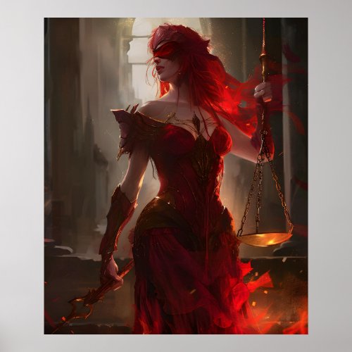 Red Hair Lady Of Justice Poster