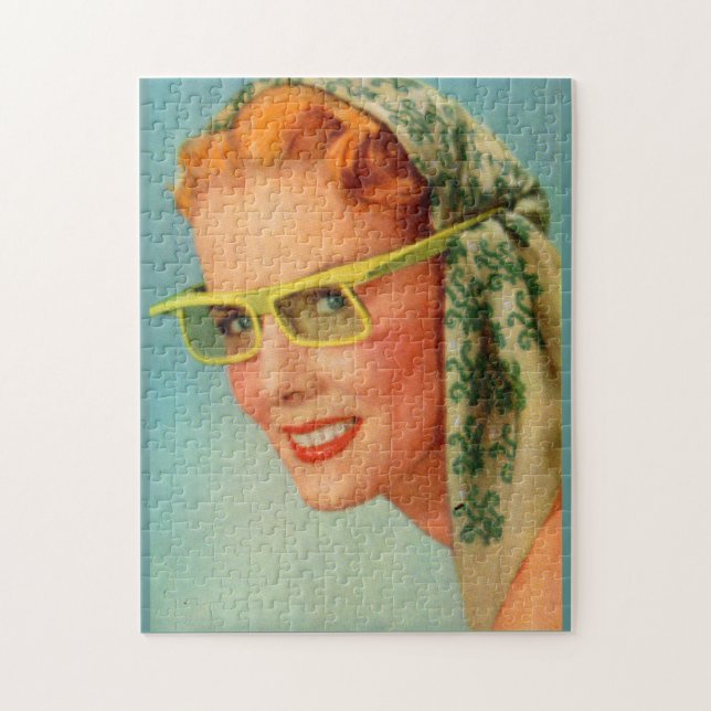 red hair, lemon yellow sunglasses jigsaw puzzle (Vertical)