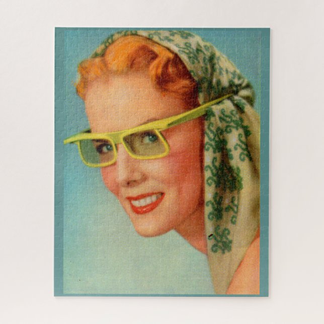 red hair, lemon yellow sunglasses jigsaw puzzle (Vertical)