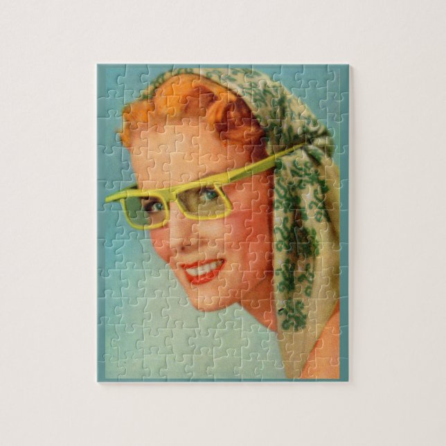 red hair, lemon yellow sunglasses jigsaw puzzle (Vertical)