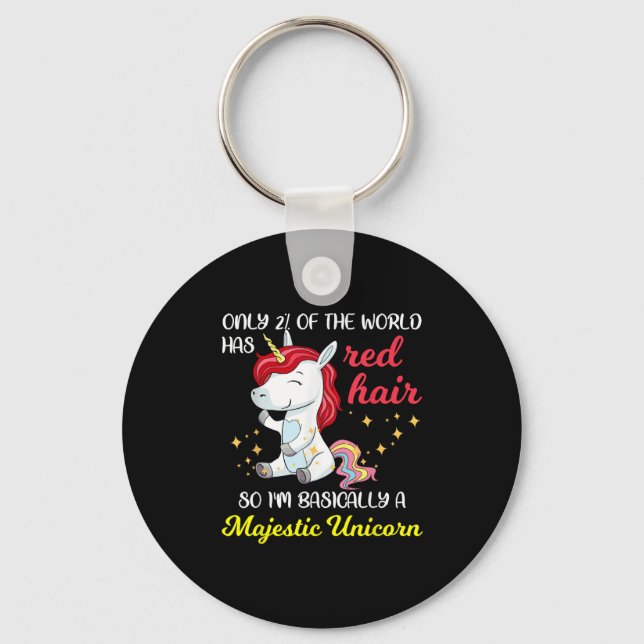 Red Hair Majestic Unicorn Funny Ginger Head Pride  Keychain (Front)
