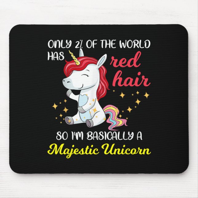Red Hair Majestic Unicorn Funny Ginger Head Pride  Mouse Pad (Front)