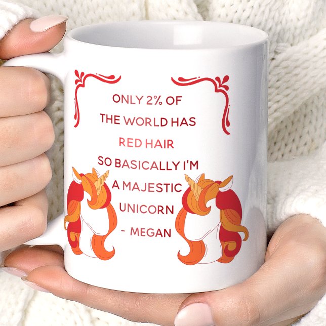 Red Hair Majestic Unicorn Funny Personalized Coffee Mug (Creator Uploaded)