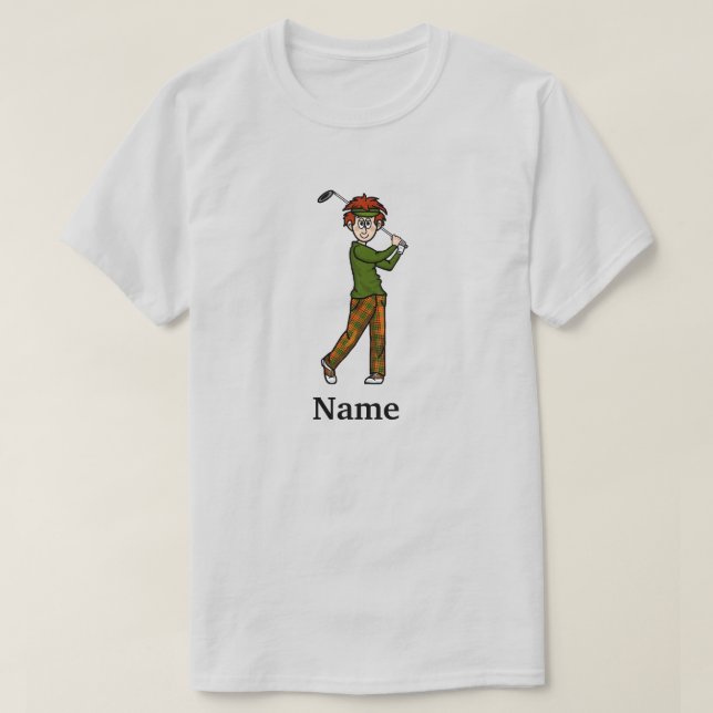 Red Hair Male Golfer Par-Tee Dude T-Shirt (Design Front)