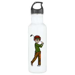Red Hair Male Golfer Personalized Water Bottle