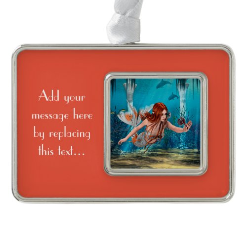 Red Hair Mermaid Underwater Fantasy Art Christmas Ornament