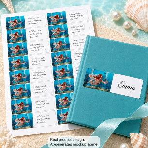 Red Hair Mermaid Underwater Fantasy Art Labels
