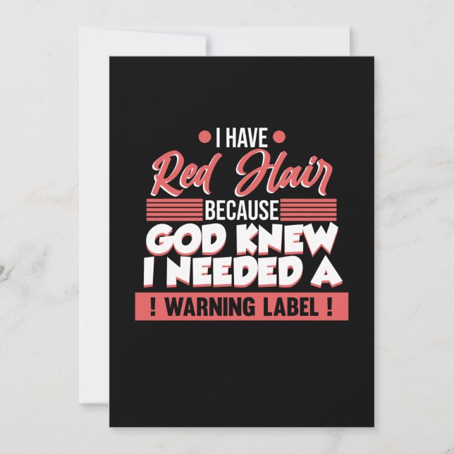 Red Hair My Warning Label Cute Redhead Girls Women Thank You Card (Front)