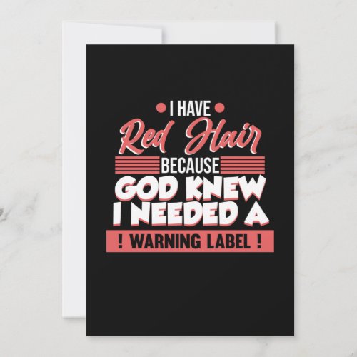 Red Hair My Warning Label Cute Redhead Girls Women Thank You Card