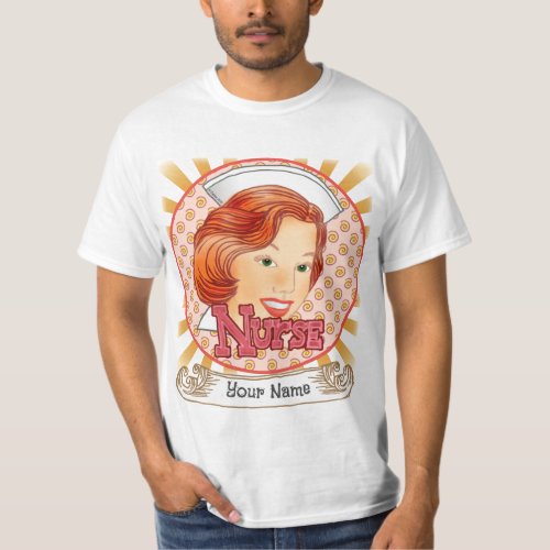 Red Hair Nurse custom name T_Shirt