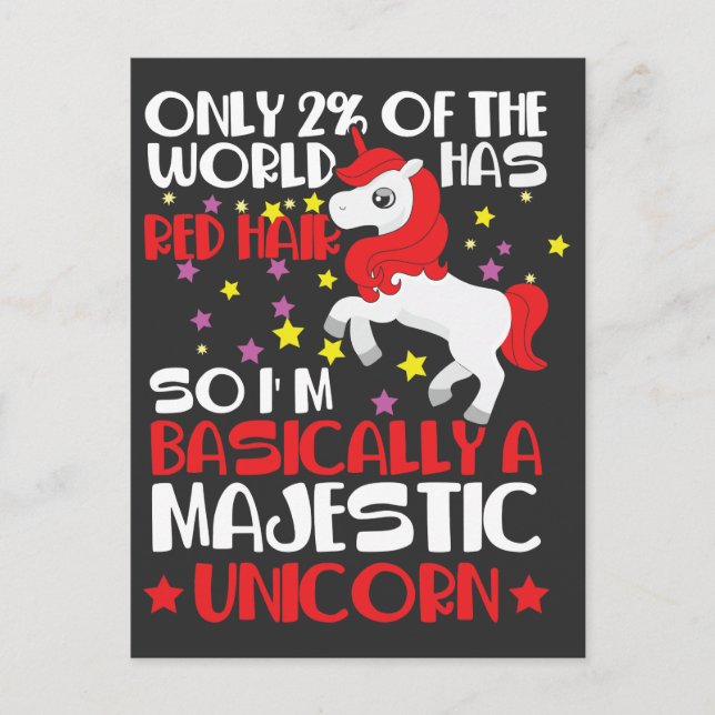 Red Hair Rare Woman Majestic Unicorn Lover Postcard (Front)