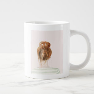 Red Hair Top Knot Bun Giant Coffee Mug