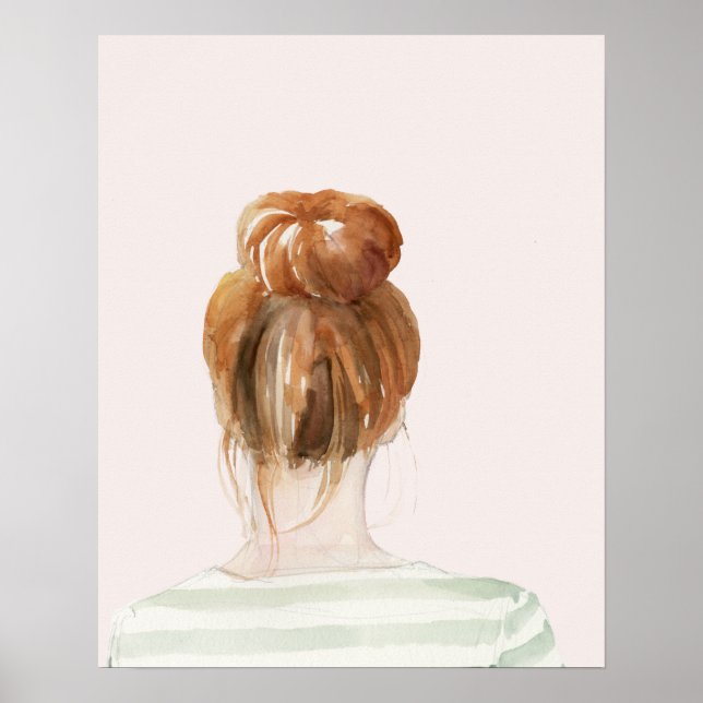 Red Hair Top Knot Bun Poster (Front)