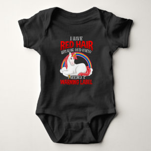 Red Hair Woman Rainbow Unicorn Lover Girl Baby Bodysuit