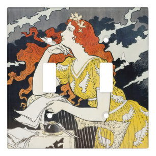 Red Hair Woman Yellow Dress Classic Art Nouveau Light Switch Cover
