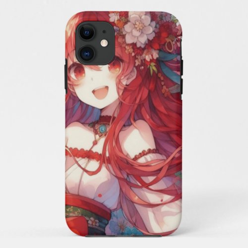 Red haired anime girl  iPhone 11 case
