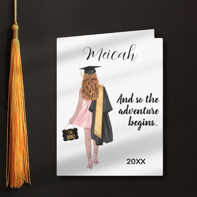 Red Haired Auburn Girl Graduation Congrats Grad Card (Creator Uploaded)