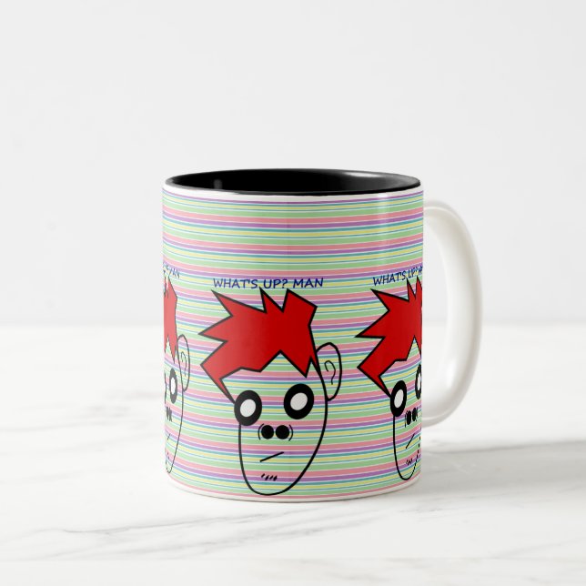 Red-Haired Character: Bold & Quirky Two-Tone Coffee Mug (Front Right)