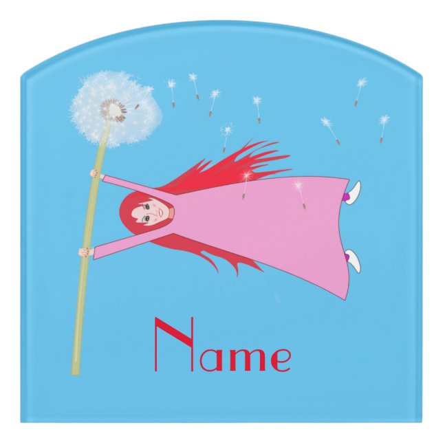 Red-haired Dandelion Girl Thunder_Cove Door Sign (Contour Front)
