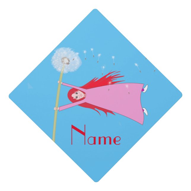 Red-haired Dandelion Girl Thunder_Cove Graduation Cap Topper (Front)