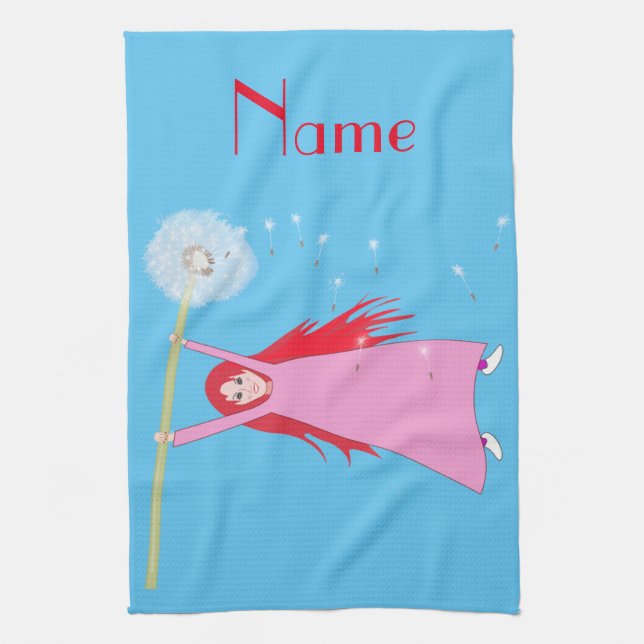 Red-haired Dandelion Girl Thunder_Cove  Kitchen Towel (Vertical)
