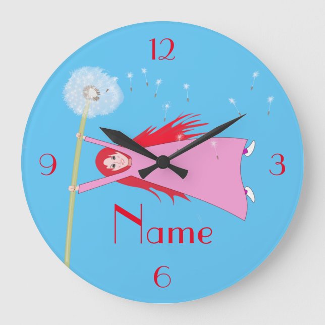 Red-haired Dandelion Girl Thunder_Cove Large Clock (Front)