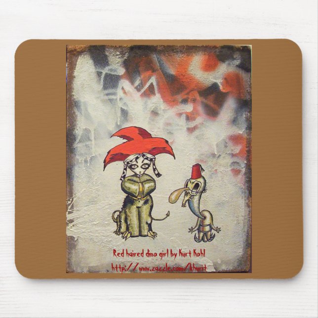 Red Haired Dino Girl Mousepad (Front)