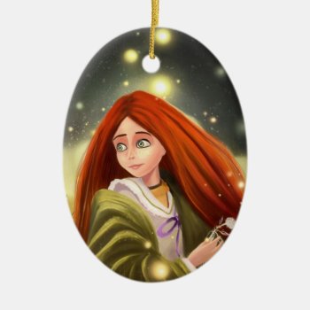 Red Haired Girl Ornament by fantasiart at Zazzle