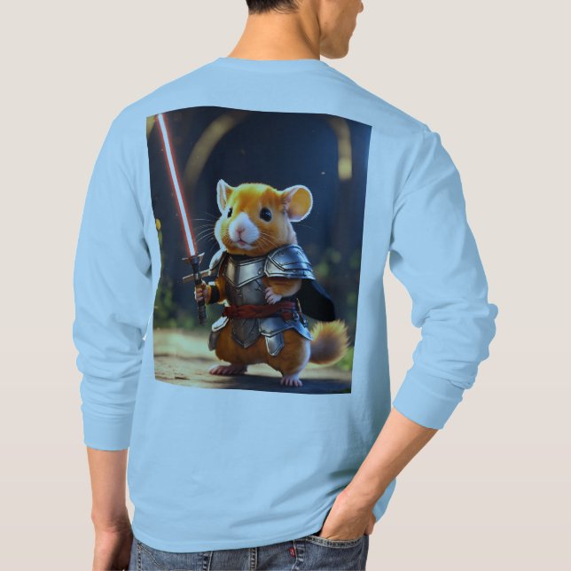 Red-Haired Hamster Swordsman: Unreal  3D Render T-Shirt (Back)