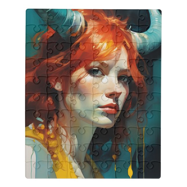 Red Haired Horned Goddess Jigsaw Puzzle (Puzzle Vertical)
