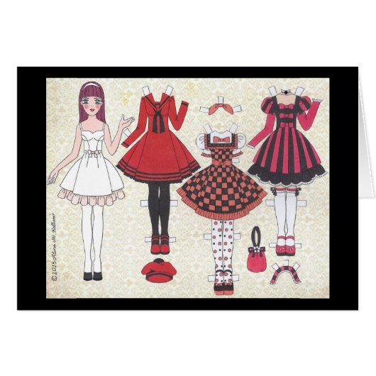 Red-Haired Lolita Paper Doll Blank Card (Front Horizontal)