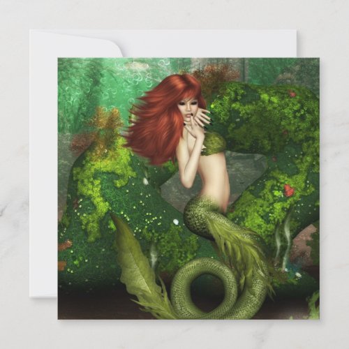 Red Haired Mermaid Invitations