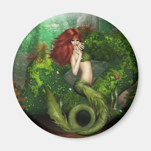 Red Haired Mermaid Magnet (Front)