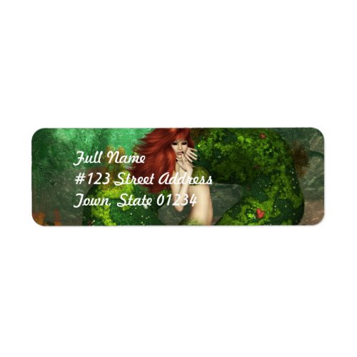 Red Haired Mermaid Mailing Labels