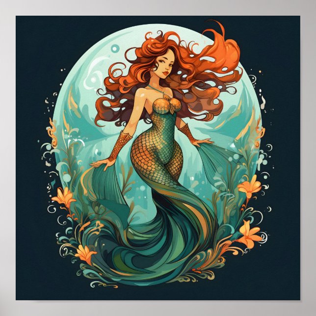 Red Haired Mermaid Poster (Front)