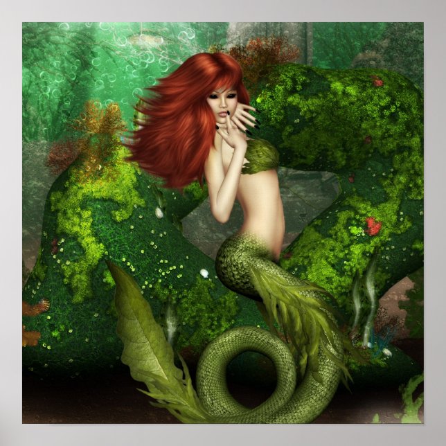 Red Haired Mermaid Print (Front)