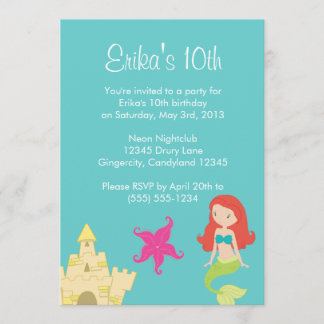 Red Haired Mermaid Sea Invitation