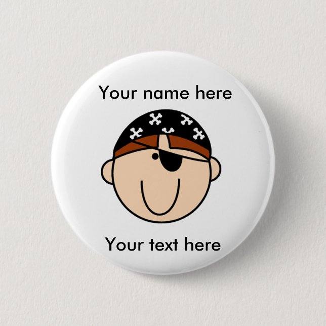 Red Haired Pirate Boy Button (Front)