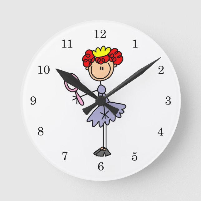Red Haired Princess Round Clock (Front)