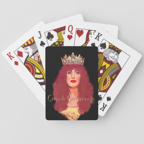 Red Haired Queen with Jeweled Crown Text Poker Cards